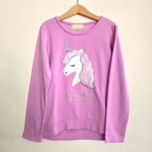 Girls Lightweight Fleece Unicorn Sweatshirt Purple Size 10 Top